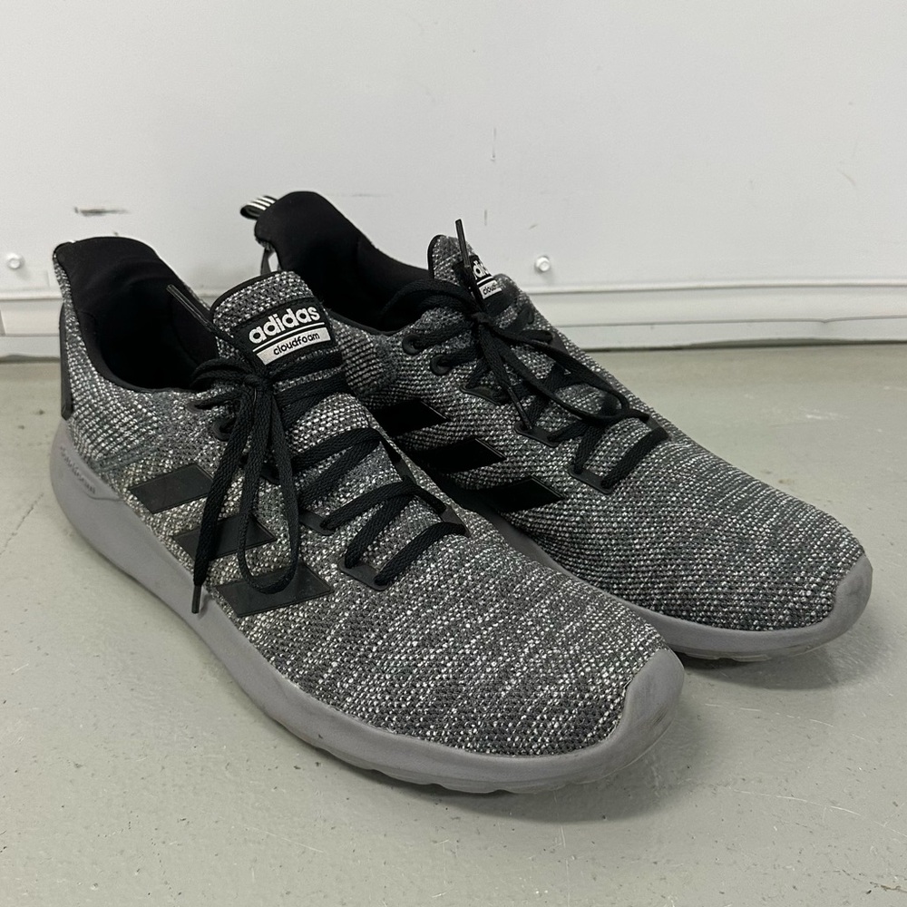 Adidas Mens Lite Racer Gray Running Shoes Cloud Foam Sneakers - Size 13